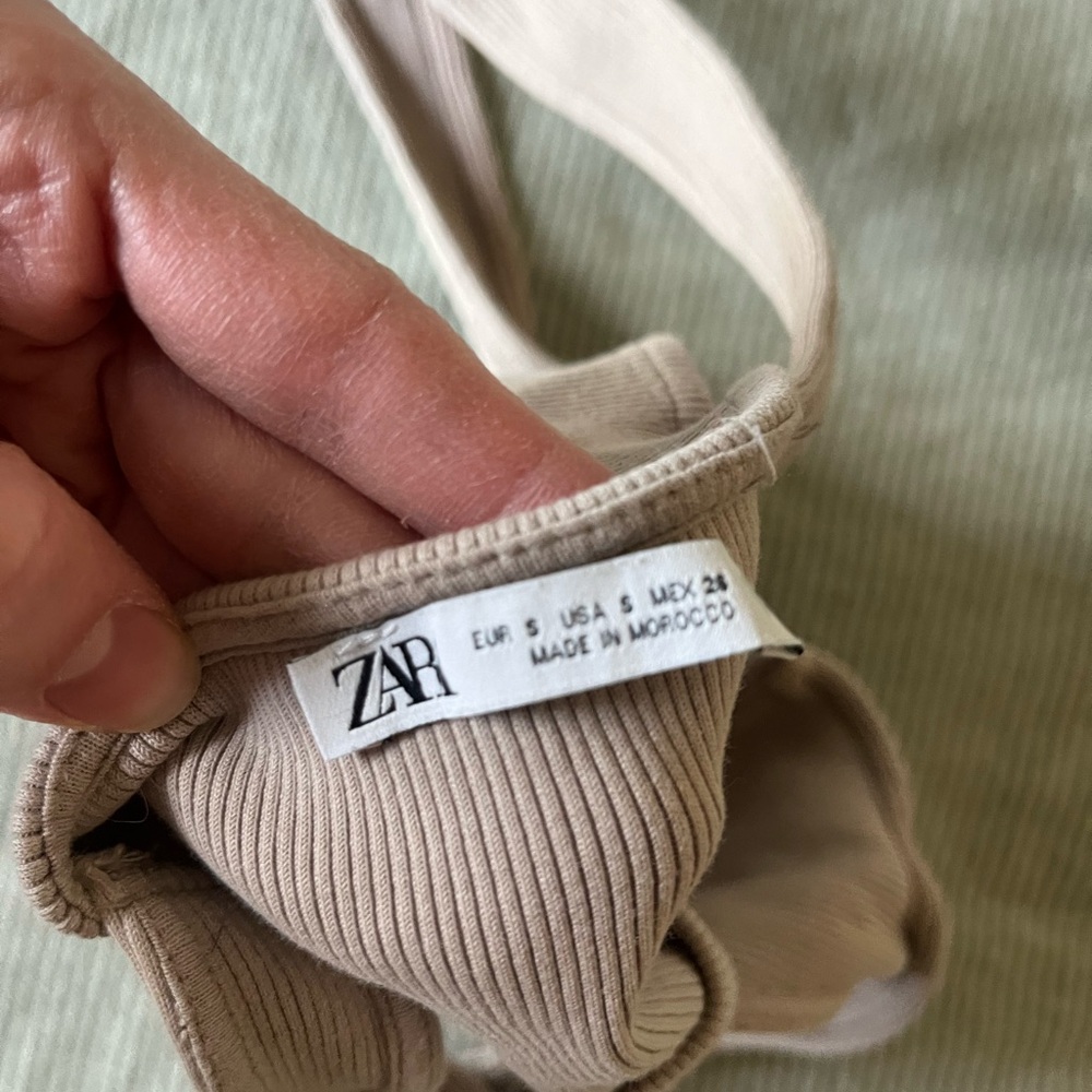 Zara Taupe Ribbed Knit Top